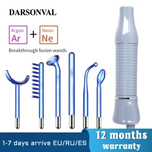 DARSONVAL Apparatus High Frequency Facial Machine For Hair Face Anti Aging Therapy Acne Tool Fusion Neon + Argon Wands Skin Beauty