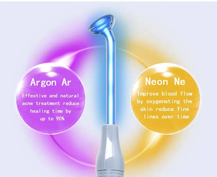 Facial beauty tool DARSONVAL apparatus with neon argon wands