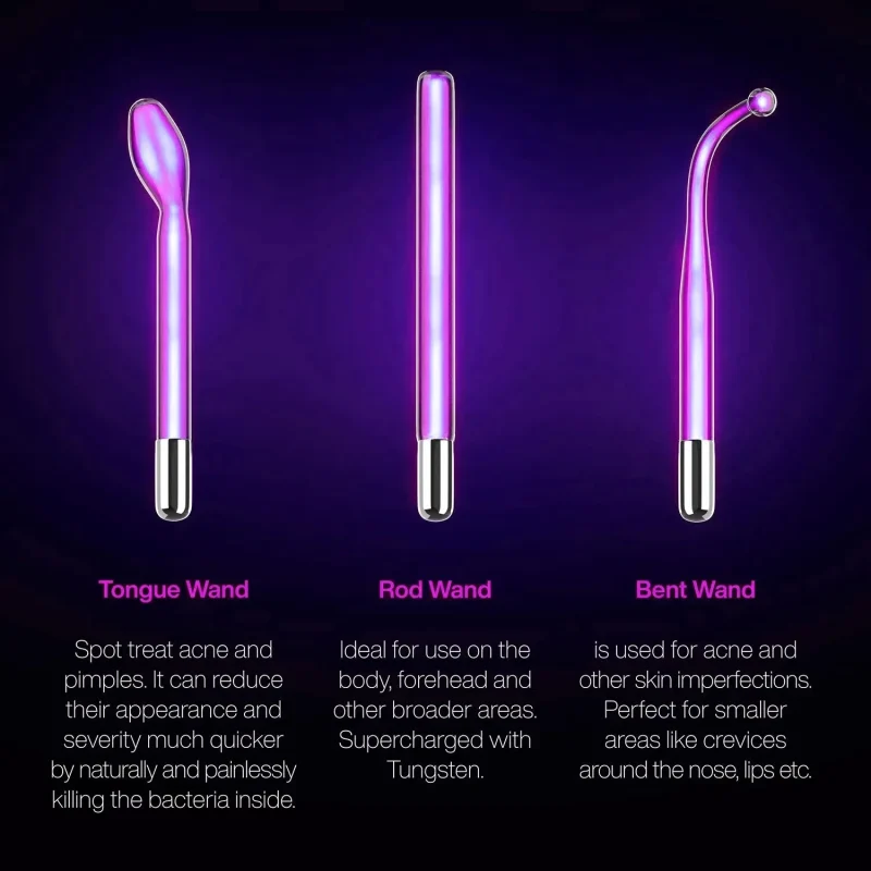 Portable high frequency skin therapy wand uses