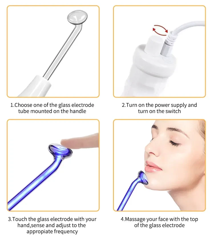 Skin care tool with high frequency therapy by DARSONVAL