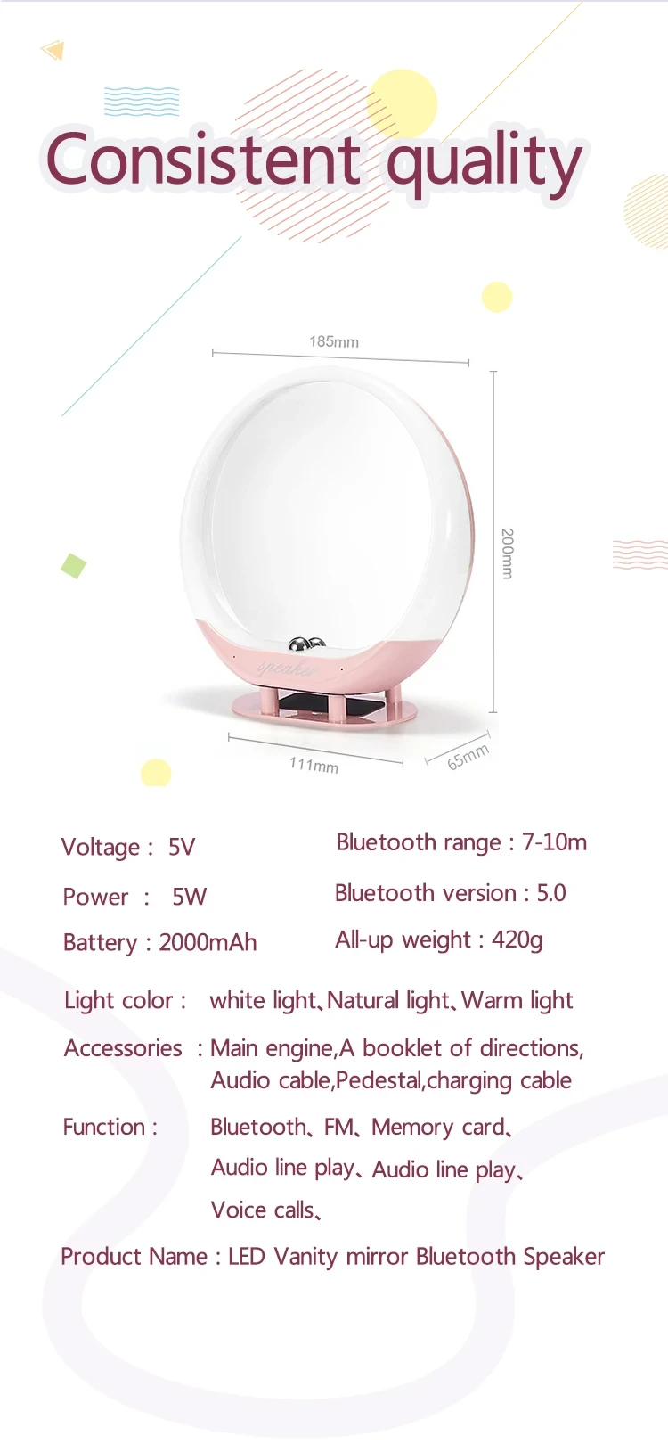 USB rechargeable tabletop magnifying makeup mirror