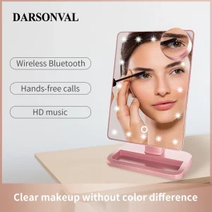 DARSONVAL Bluetooth Light Mirror 20 Led USB Charging Vanity For Makeup Mirror Removable 10X Magnifying 180°Rotation Table Mirror