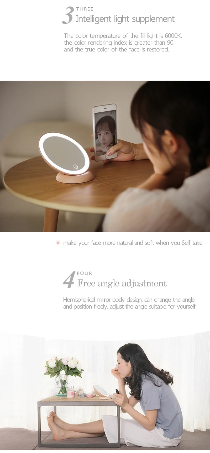 delicate illuminate mirror for makeup application